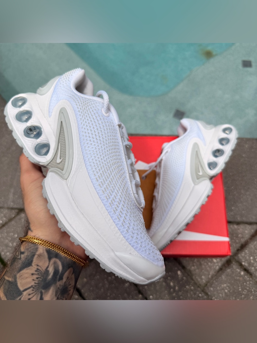 NIKE AIR MAX DN WHITE METALLIC SILVER WOMEN’S - FJ3145-102 SIZE 7.5W
